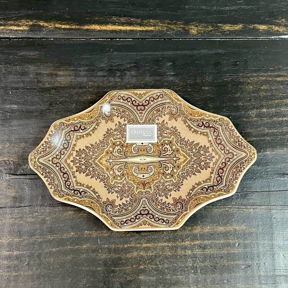 Croscill Porcelain Soap Trinket Dish Codero Brown Paisley - Picture 1 of 6